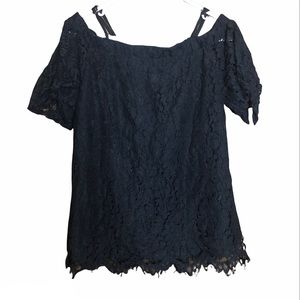 Black off the shoulder lace shirt size medium